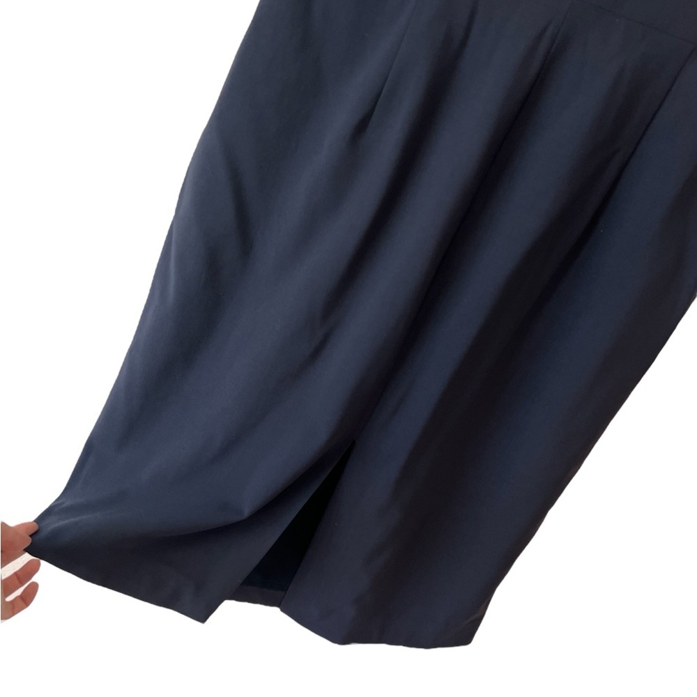 MM Lafleur Navy Catherine Dress Collared Midi Size 14 - Picture 16 of 16